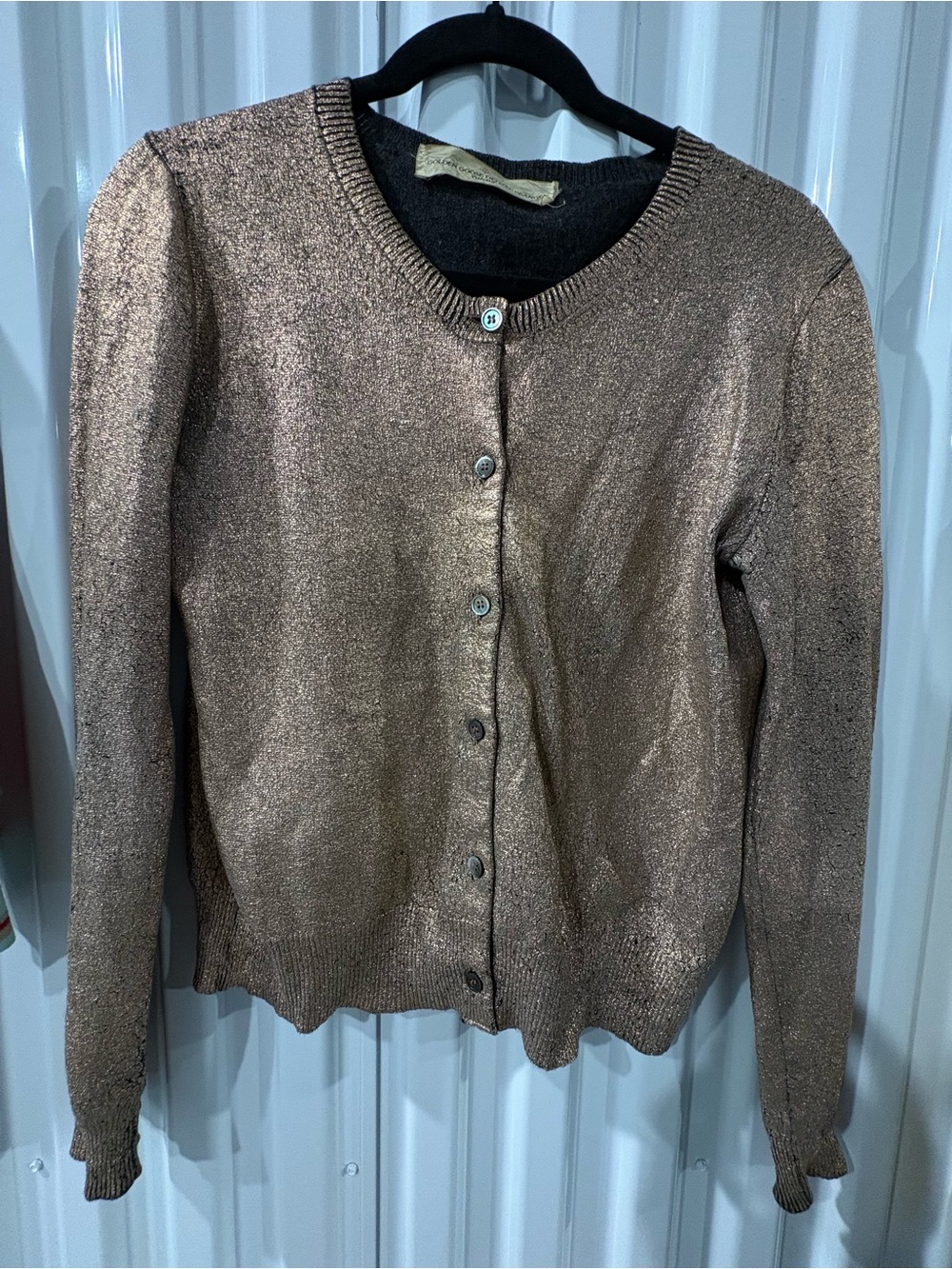 Golden Goose Deluxe Metallic Gold Cardigan Sweater | Made in Italy | Size XS